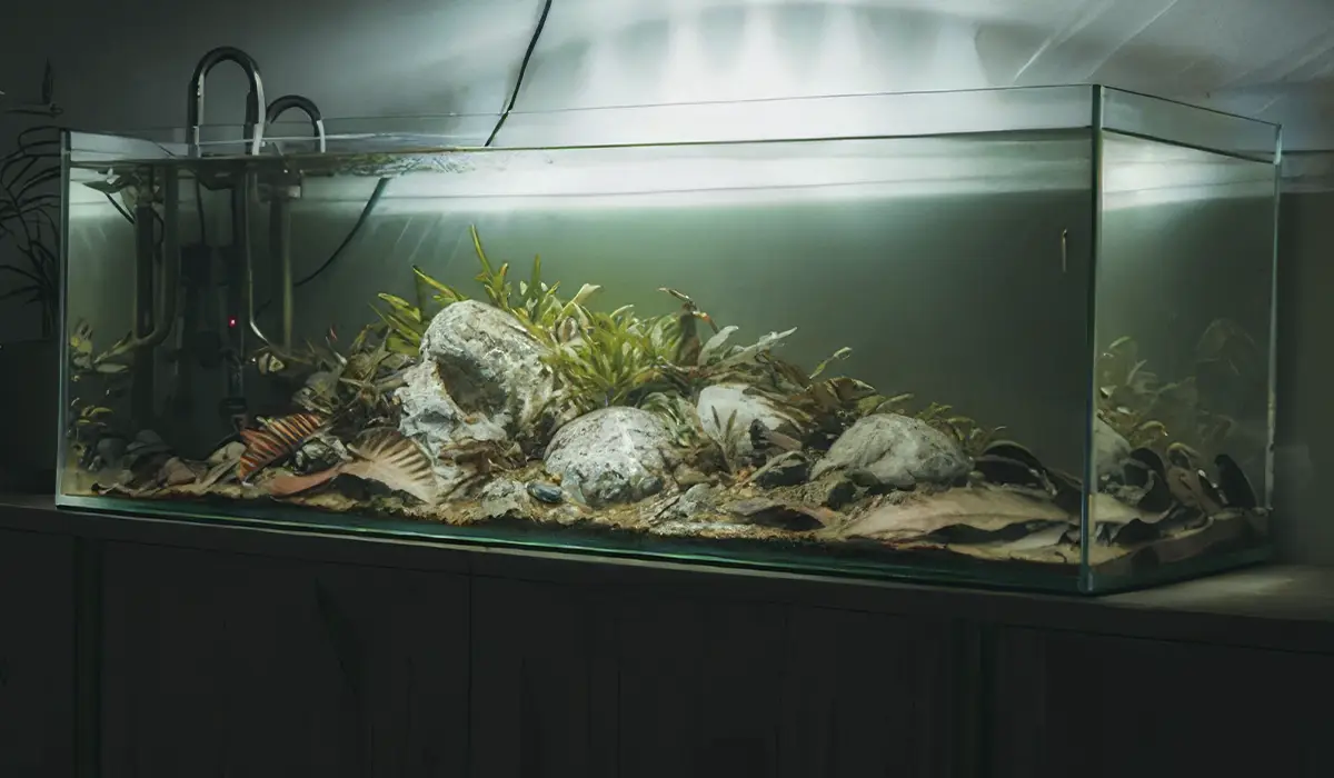 Acuario de biotopo con botánicos naturales