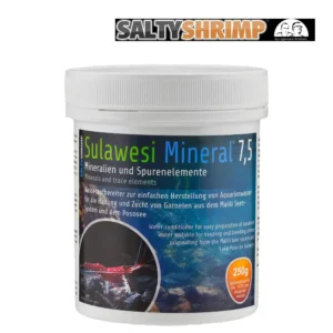 SaltyShrimp Sulawesi Mineral 7.5 mejora la calidad del agua en acuarios plantados, proporcionando minerales esenciales para camarones y peces, promoviendo un crecimiento saludable de plantas y asegurando un entorno óptimo.