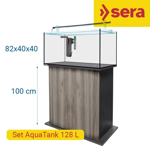 Sera AquaTank 128 L 82x40x40 Set con mesa Grey Oak 100 cm