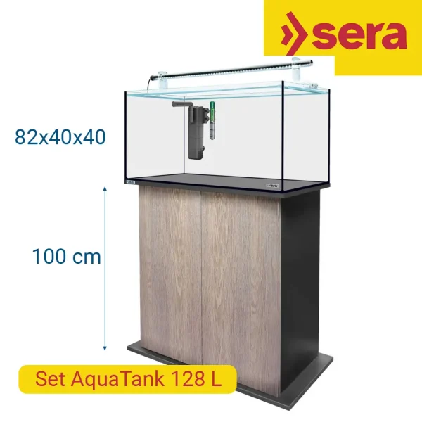 Sera AquaTank 128 L 82x40x40 Set con mesa Silver Oak 100 cm