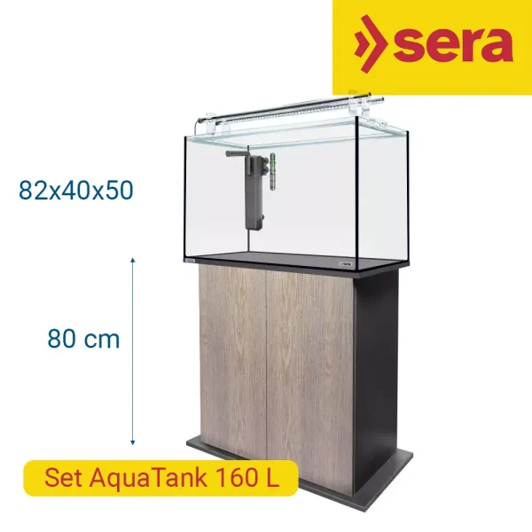 Sera AquaTank 160 L 82x40x50 Set con mesa Silver Oak 80 cm