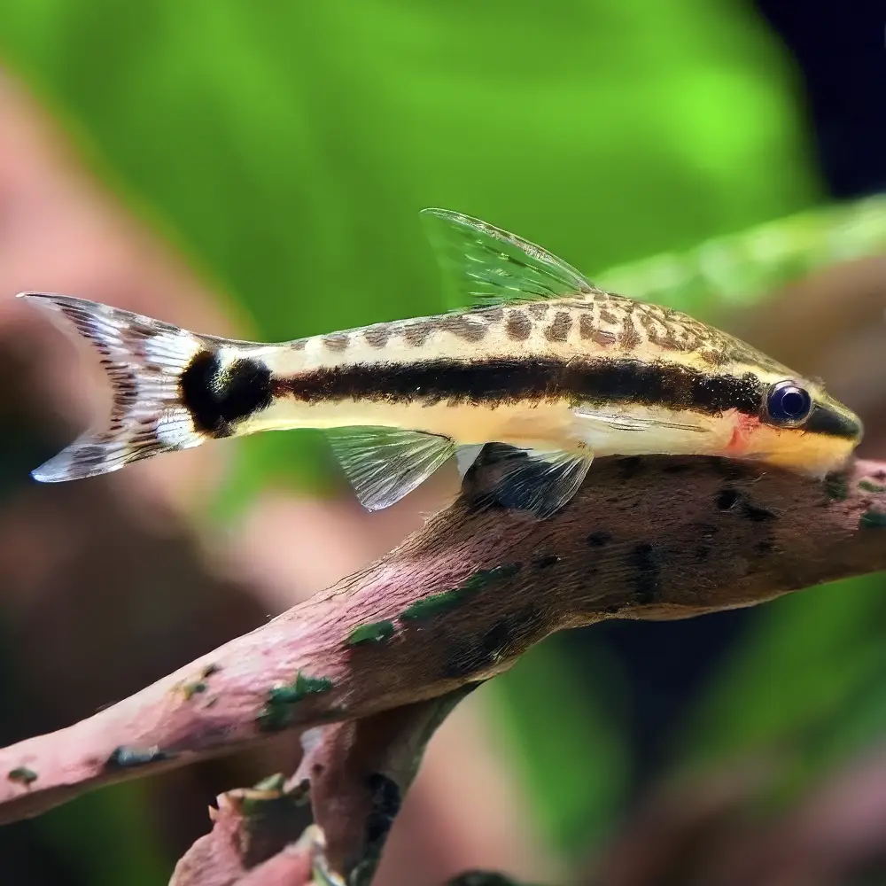 Otocinclus limpiando un tronco